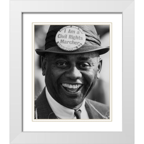 A Demonstrator at the Civil Rights March on Washington White Modern Wood Framed Art Print with Double Matting by U.S. Archives