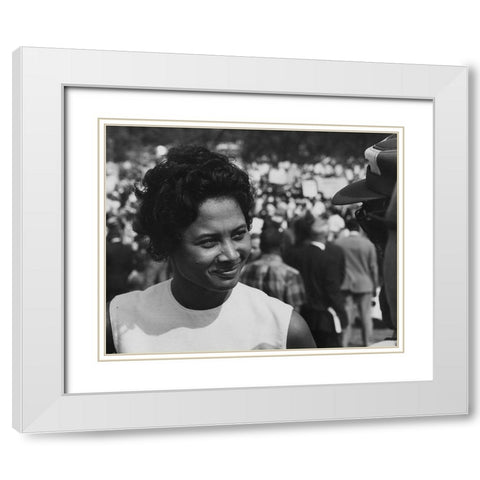 Civil Rights March on Washington-D.C. A young woman at the march White Modern Wood Framed Art Print with Double Matting by U.S. Archives