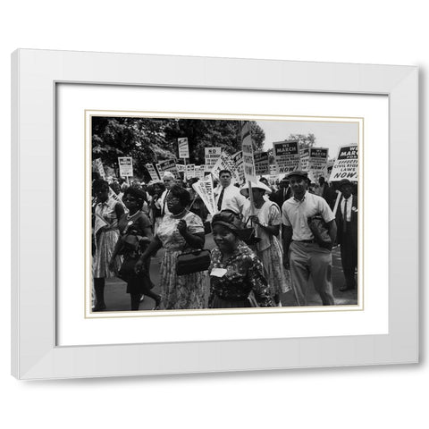Photograph of the Civil Rights March on Washington White Modern Wood Framed Art Print with Double Matting by U.S. Archives