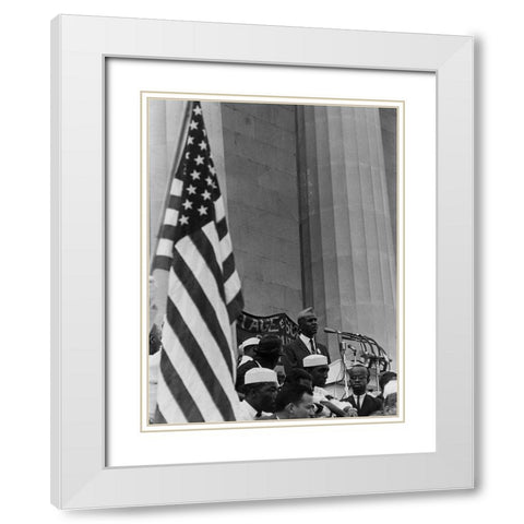 Civil Rights March on Washington-D.C. Roy Wilkins Speaking White Modern Wood Framed Art Print with Double Matting by U.S. Archives