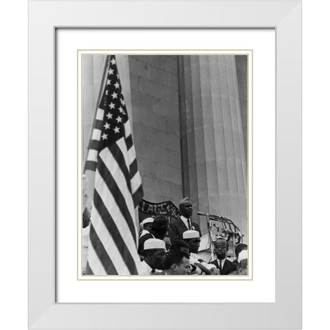 Civil Rights March on Washington-D.C. Roy Wilkins Speaking White Modern Wood Framed Art Print with Double Matting by U.S. Archives