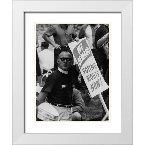 Civil Rights March on Washington-D.C. We Demand Voting Rights Now! White Modern Wood Framed Art Print with Double Matting by U.S. Archives