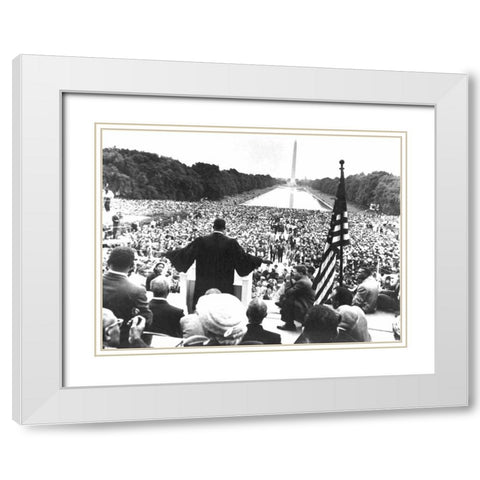 Dr. Martin Luther King Jr. addressing the crowd during the 1957 Prayer Pilgrimage for Freedom White Modern Wood Framed Art Print with Double Matting by U.S. Archives
