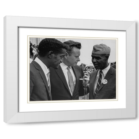 Civil Rights March on Washington-D.C. Sammy Davis-Jr.-actor White Modern Wood Framed Art Print with Double Matting by U.S. Archives