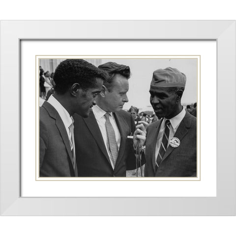 Civil Rights March on Washington-D.C. Sammy Davis-Jr.-actor White Modern Wood Framed Art Print with Double Matting by U.S. Archives