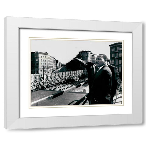Dr. Martin Luther King in Berlin-Germany 1964 White Modern Wood Framed Art Print with Double Matting by U.S. Archives