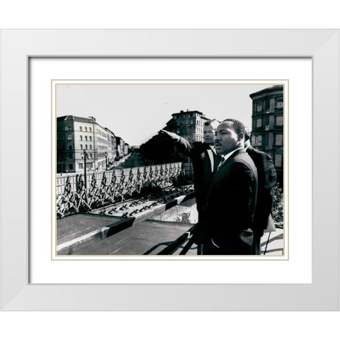 Dr. Martin Luther King in Berlin-Germany 1964 White Modern Wood Framed Art Print with Double Matting by U.S. Archives