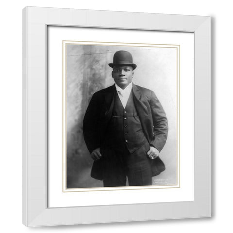 Jack Johnson the first African American world heavyweight champion boxer White Modern Wood Framed Art Print with Double Matting by U.S. Archives