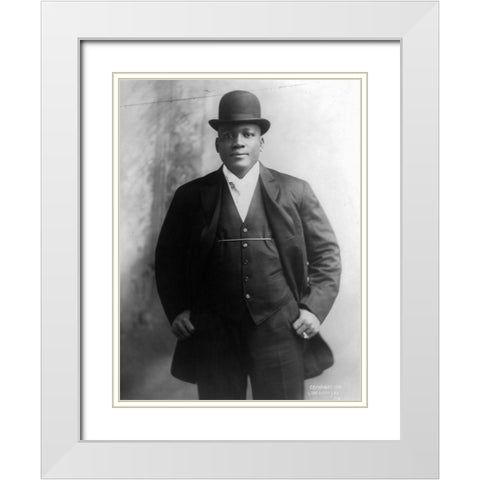 Jack Johnson the first African American world heavyweight champion boxer White Modern Wood Framed Art Print with Double Matting by U.S. Archives