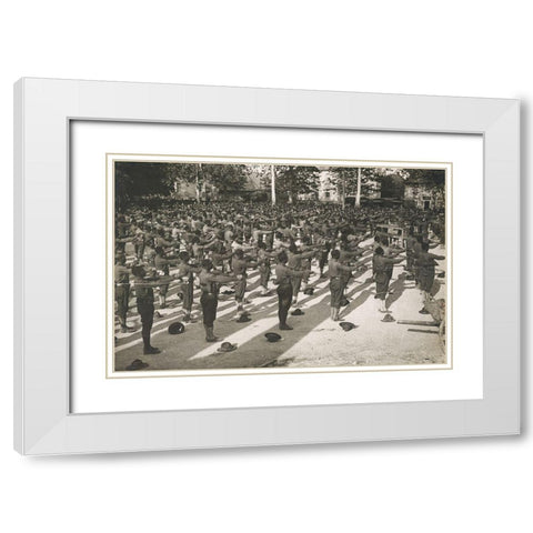WWI American Negro Cantonment on the Marne Front-France White Modern Wood Framed Art Print with Double Matting by U.S. Archives
