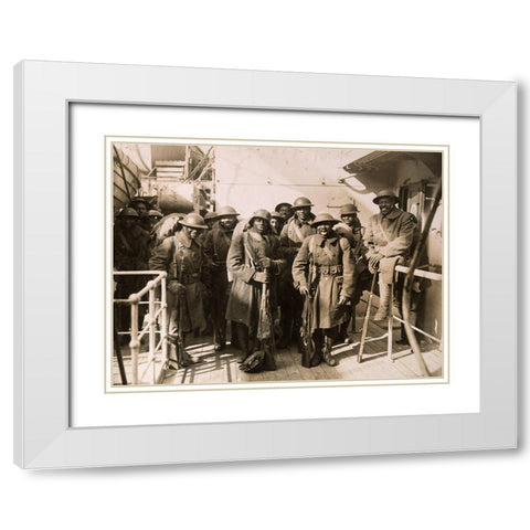 WWI Famous Colored Regiment Arrives Home on the France White Modern Wood Framed Art Print with Double Matting by U.S. Archives