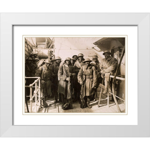 WWI Famous Colored Regiment Arrives Home on the France White Modern Wood Framed Art Print with Double Matting by U.S. Archives
