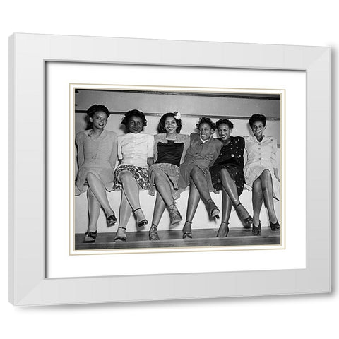 WWII Pin-up girls at NAS Seattle-Spring Formal Dance White Modern Wood Framed Art Print with Double Matting by U.S. Archives