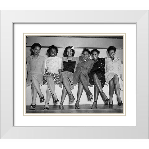 WWII Pin-up girls at NAS Seattle-Spring Formal Dance White Modern Wood Framed Art Print with Double Matting by U.S. Archives