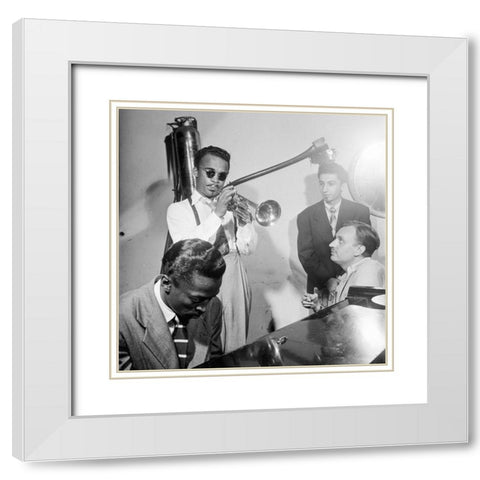 Howard McGhee-Brick Fleagle and Miles Davis-1947 White Modern Wood Framed Art Print with Double Matting by Gottlieb, William