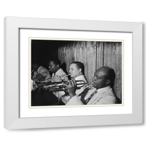 Portrait of Franc Williams-Harold Baker-and Cat Anderson White Modern Wood Framed Art Print with Double Matting by Gottlieb, William