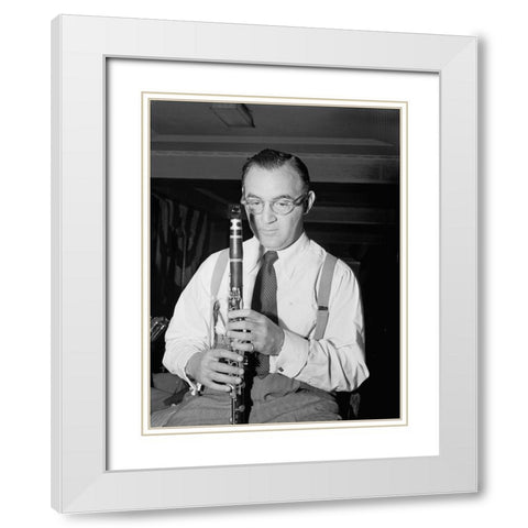 Portrait of Benny Goodman-New York 1946 White Modern Wood Framed Art Print with Double Matting by Gottlieb, William