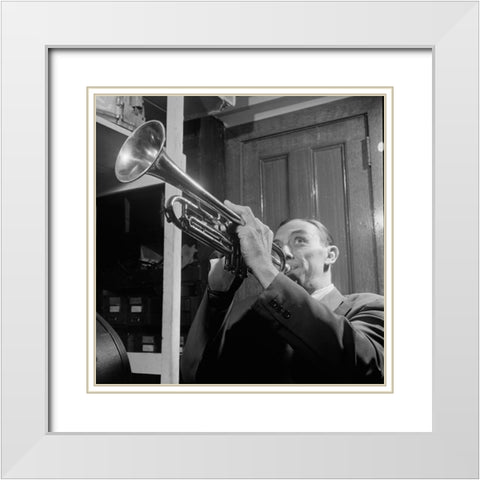 Wingy Manone New York 1947 White Modern Wood Framed Art Print with Double Matting by Gottlieb, William