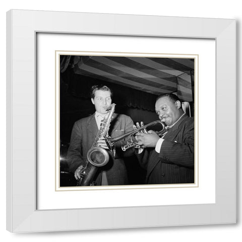 Rex William Stewart and Charlie Barnet  Aquarium-New York 1946 White Modern Wood Framed Art Print with Double Matting by Gottlieb, William