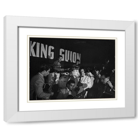 King Guion Band-between 1938 and 1948 White Modern Wood Framed Art Print with Double Matting by Gottlieb, William