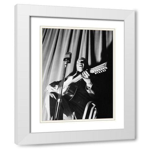Leadbelly-National Press Club-Washington-D.C. White Modern Wood Framed Art Print with Double Matting by Gottlieb, William