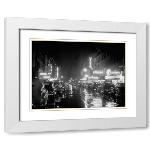52nd Street-New York 1948 White Modern Wood Framed Art Print with Double Matting by Gottlieb, William
