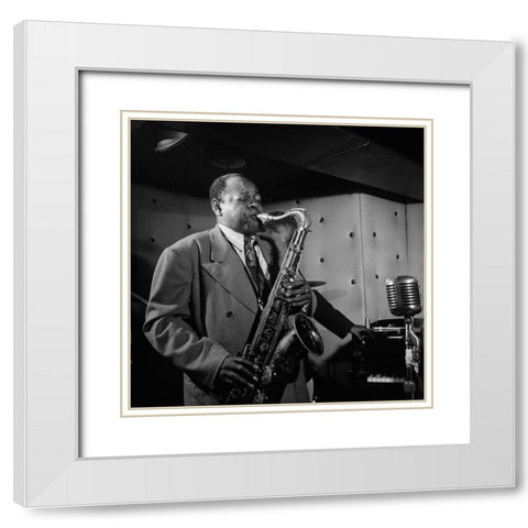 Coleman Hawkins Three Deuces-New York 1947 White Modern Wood Framed Art Print with Double Matting by Gottlieb, William