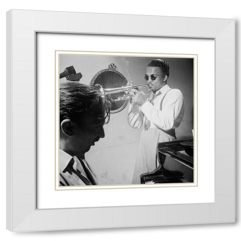 Howard McGhee and Brick Fleagle-New York 1947 White Modern Wood Framed Art Print with Double Matting by Gottlieb, William