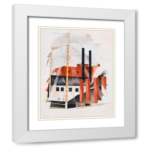 Piano Movers Holiday White Modern Wood Framed Art Print with Double Matting by Demuth, Charles