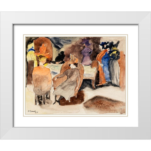 The Death of Nana White Modern Wood Framed Art Print with Double Matting by Demuth, Charles