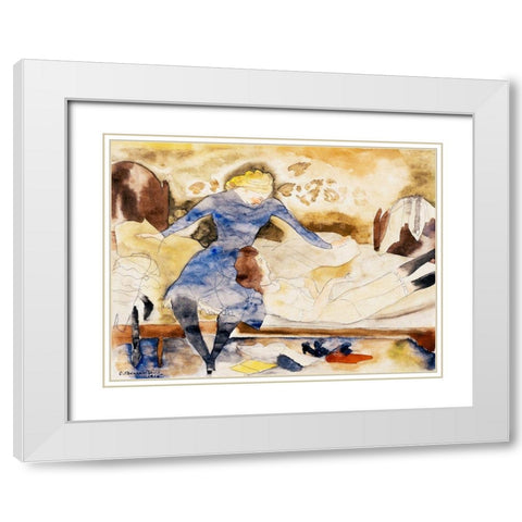 Nana Visiting her Friend Satin White Modern Wood Framed Art Print with Double Matting by Demuth, Charles
