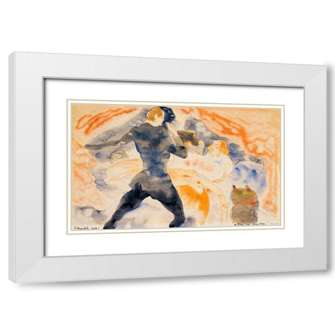 The Girl with the Golden Eyes-La Fille aux yeux dor White Modern Wood Framed Art Print with Double Matting by Demuth, Charles
