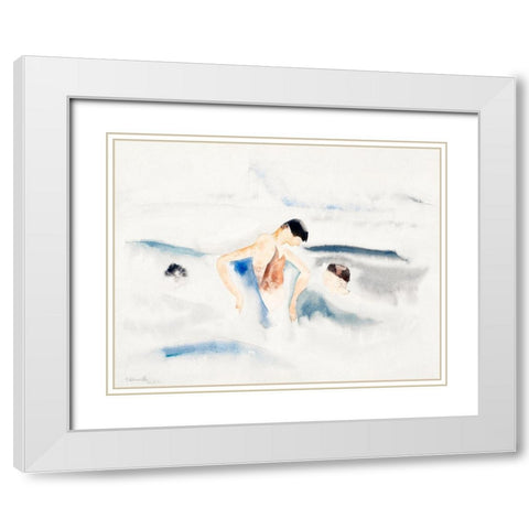 Three Figures in Water White Modern Wood Framed Art Print with Double Matting by Demuth, Charles