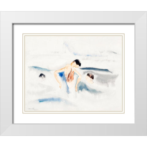 Three Figures in Water White Modern Wood Framed Art Print with Double Matting by Demuth, Charles