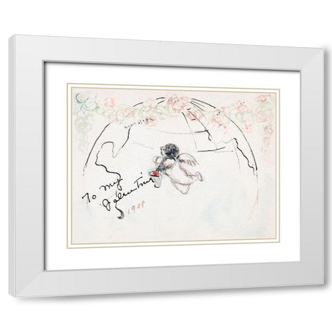 To My Valentine White Modern Wood Framed Art Print with Double Matting by Demuth, Charles