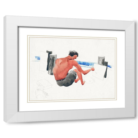 The Artist on the Beach Sketching White Modern Wood Framed Art Print with Double Matting by Demuth, Charles
