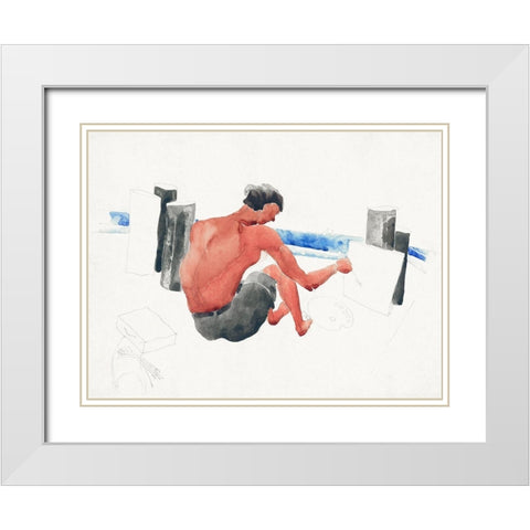 The Artist on the Beach Sketching White Modern Wood Framed Art Print with Double Matting by Demuth, Charles