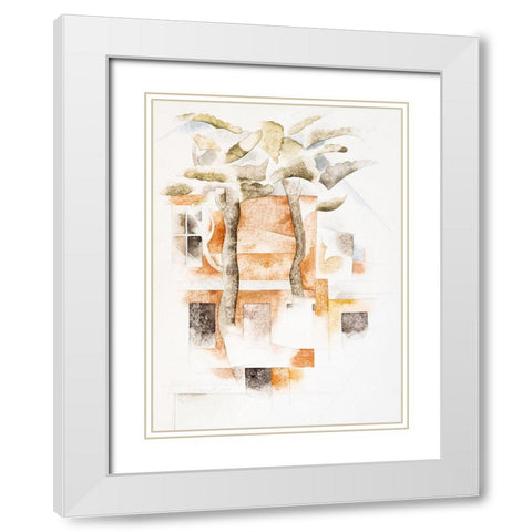 Bermuda-Houses Seen Through Trees White Modern Wood Framed Art Print with Double Matting by Demuth, Charles