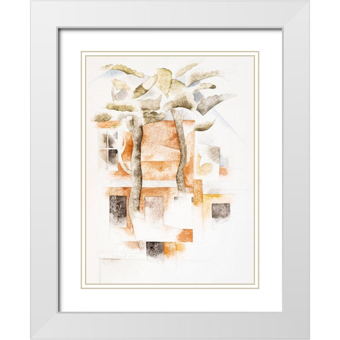 Bermuda-Houses Seen Through Trees White Modern Wood Framed Art Print with Double Matting by Demuth, Charles