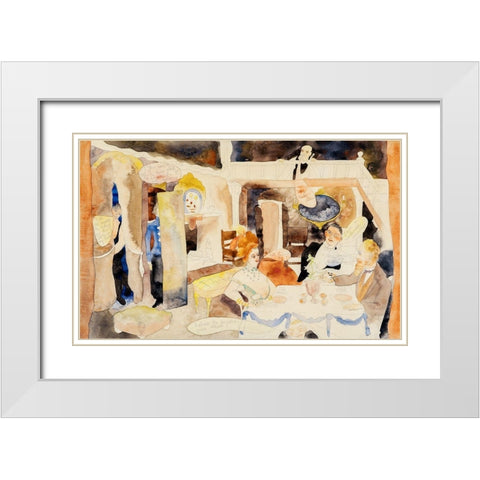 Lulu and Alva Schön at Lunch White Modern Wood Framed Art Print with Double Matting by Demuth, Charles