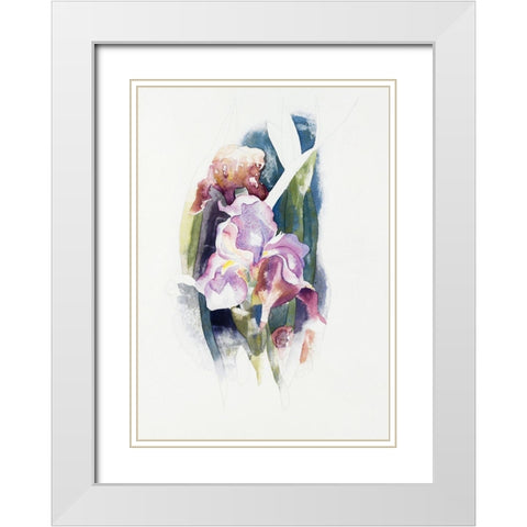 Purple Iris White Modern Wood Framed Art Print with Double Matting by Demuth, Charles