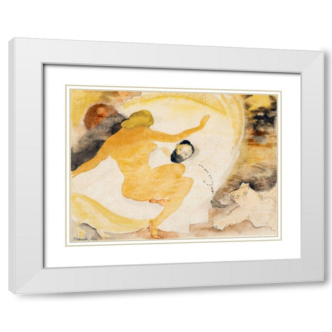 Nana and Count Muffat White Modern Wood Framed Art Print with Double Matting by Demuth, Charles