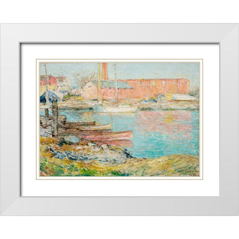 The Red Mill White Modern Wood Framed Art Print with Double Matting by Hassam, Childe