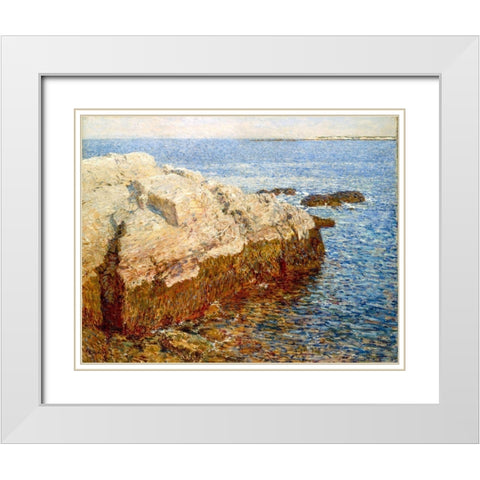 Cliff Rock Appledore White Modern Wood Framed Art Print with Double Matting by Hassam, Childe