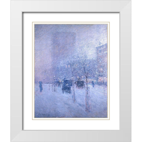 Late Afternoon-New York-Winter White Modern Wood Framed Art Print with Double Matting by Hassam, Childe