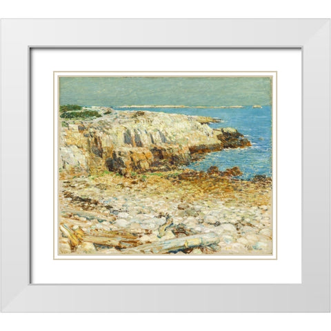A North East Headland White Modern Wood Framed Art Print with Double Matting by Hassam, Childe