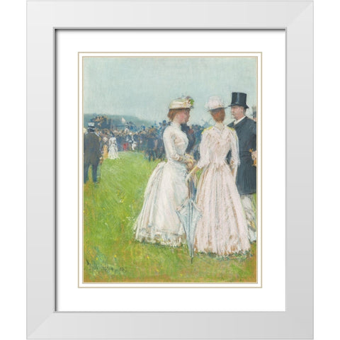 At the Grand Prix de Paris White Modern Wood Framed Art Print with Double Matting by Hassam, Childe