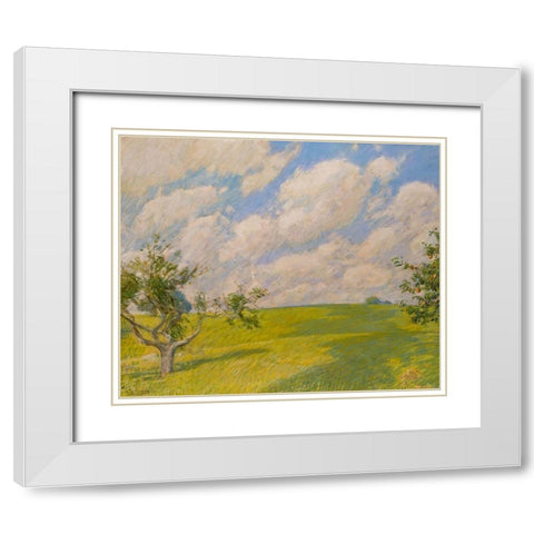 September Clouds White Modern Wood Framed Art Print with Double Matting by Hassam, Childe