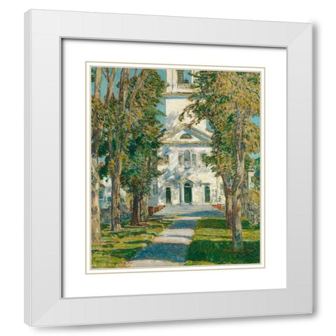 The Church at Gloucester White Modern Wood Framed Art Print with Double Matting by Hassam, Childe