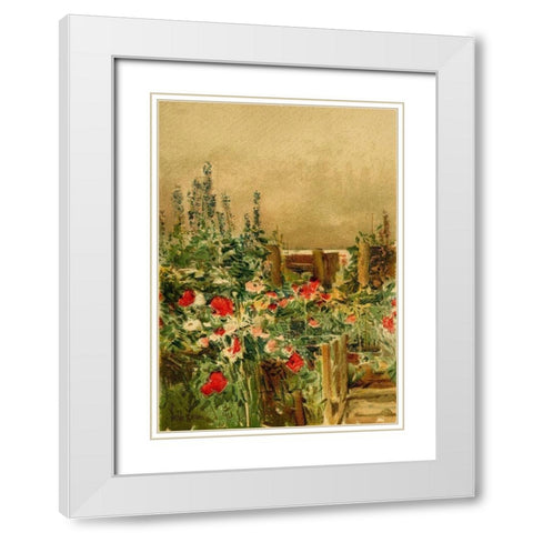 Home of the Hummingbird White Modern Wood Framed Art Print with Double Matting by Hassam, Childe